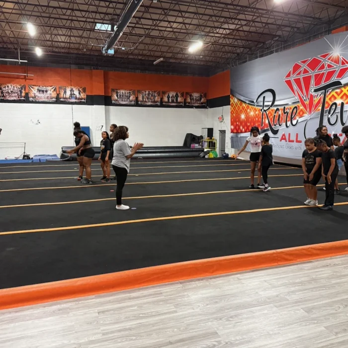 CBL cheer squad practising at the Rare Jewelz gym